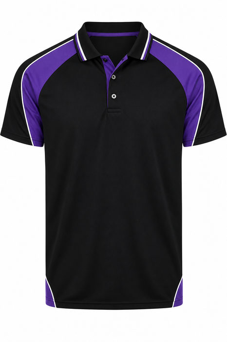 PANORAMA KIDS POLOS - BLK/ELEC. PURPLE/WHT