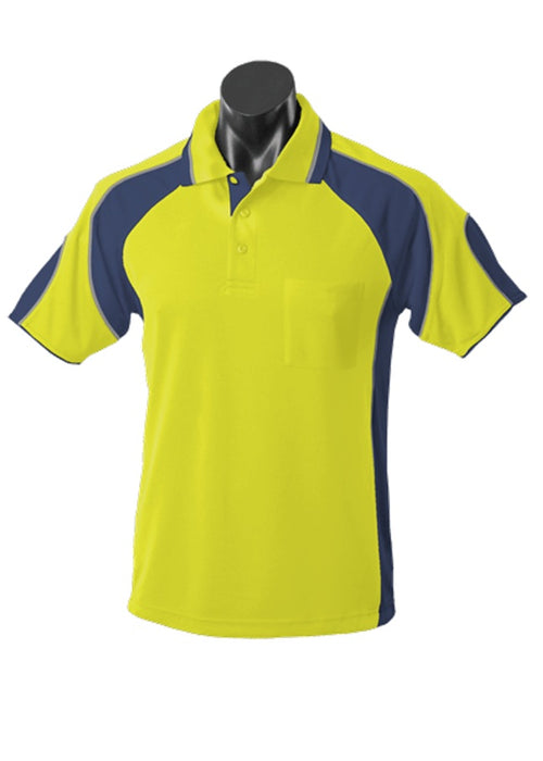 MURRAY MENS POLOS - YELLOW/NAVY