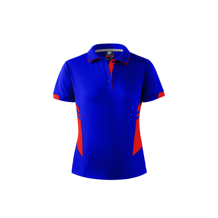 TASMAN LADY POLOS - ROYAL/RED