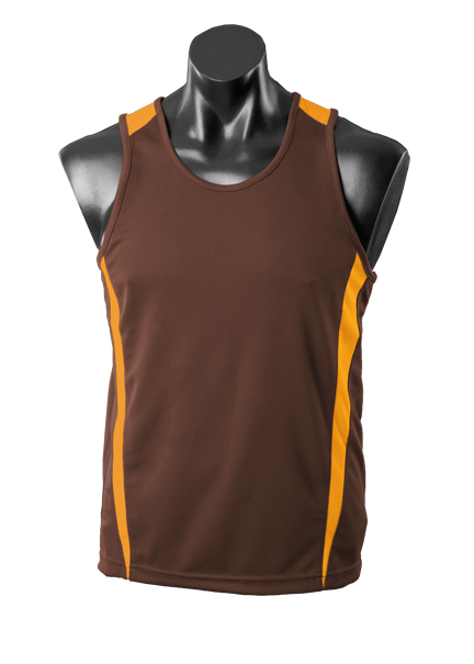 EUREKA MENS SINGLETS - CHOCOLATE/GOLD