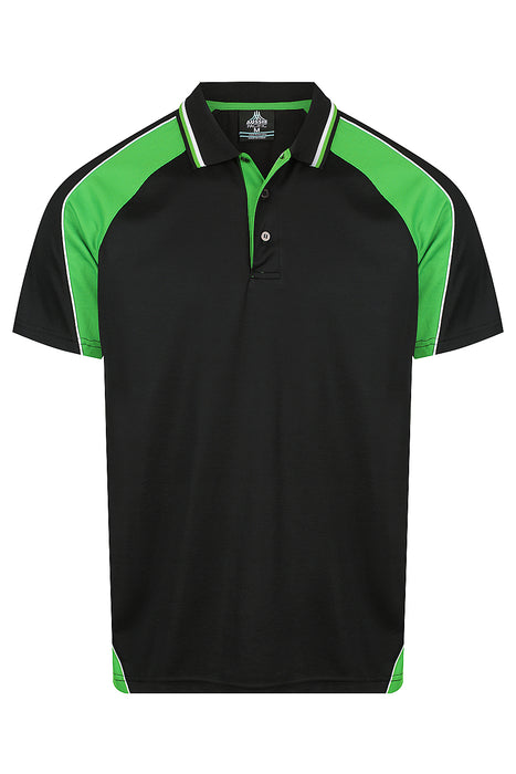 PANORAMA MENS POLOS - BLK/KAWA GRN/WHT