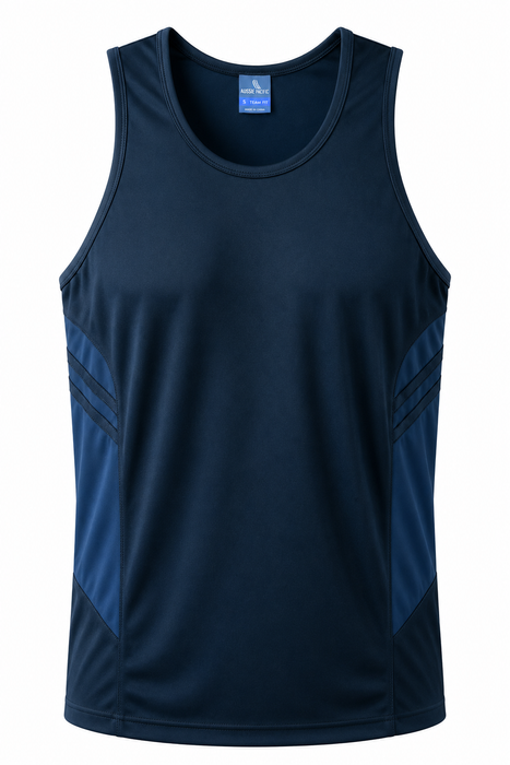 TASMAN MENS SINGLETS - NAVY
