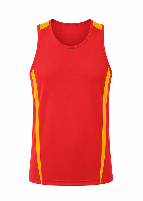 EUREKA MENS SINGLETS - RED/GOLD