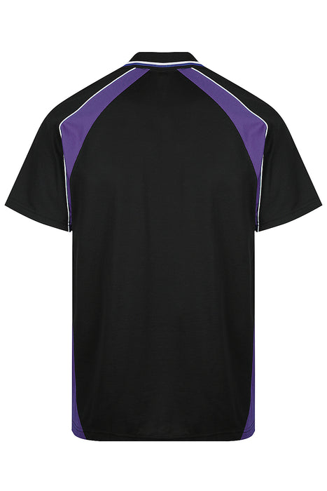 PANORAMA MENS POLOS - BLK/ELEC. PURPLE/WHT