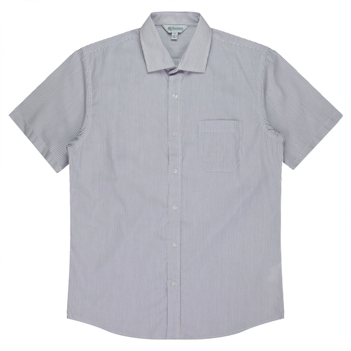 HENLEY MENS SHIRT SHORT SLEEVE - WHITE/PURPLE