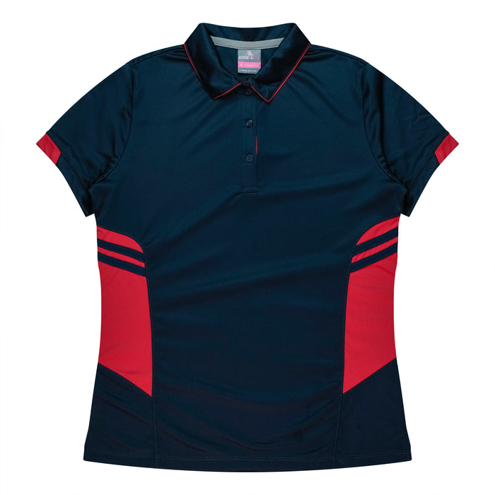 TASMAN LADY POLOS - NAVY/RED