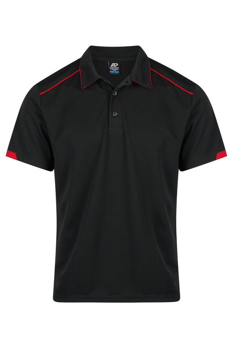 CURRUMBIN MENS POLOS - BLACK/RED