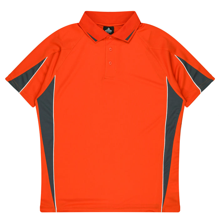 EUREKA MENS POLOS - ORANGE/CHARCOAL