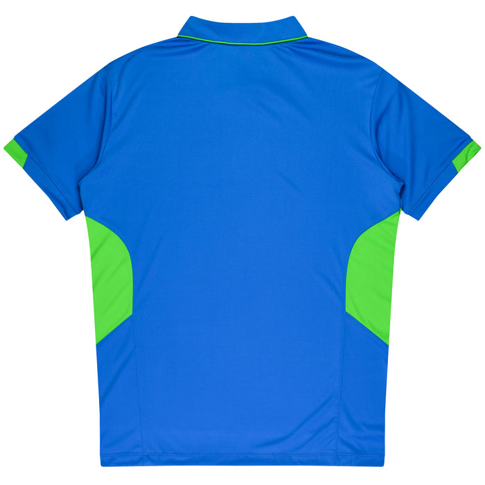 TASMAN MENS POLOS - CYAN/NEON GREEN