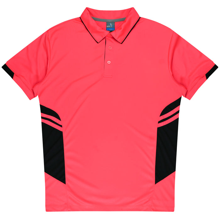 TASMAN MENS POLOS - NEON PINK/BLACK