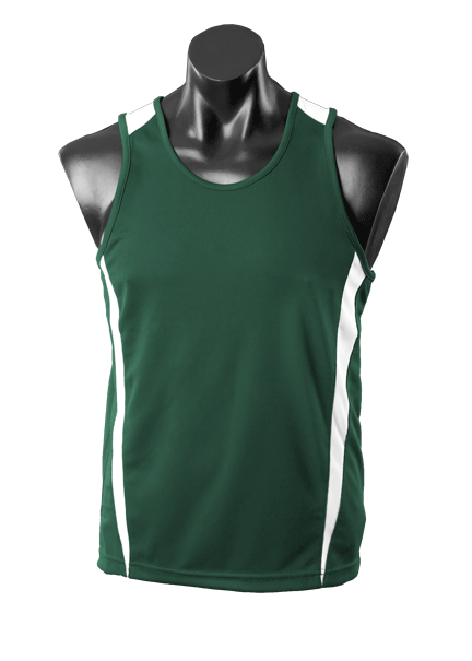 EUREKA MENS SINGLETS - BOTTLE/WHITE