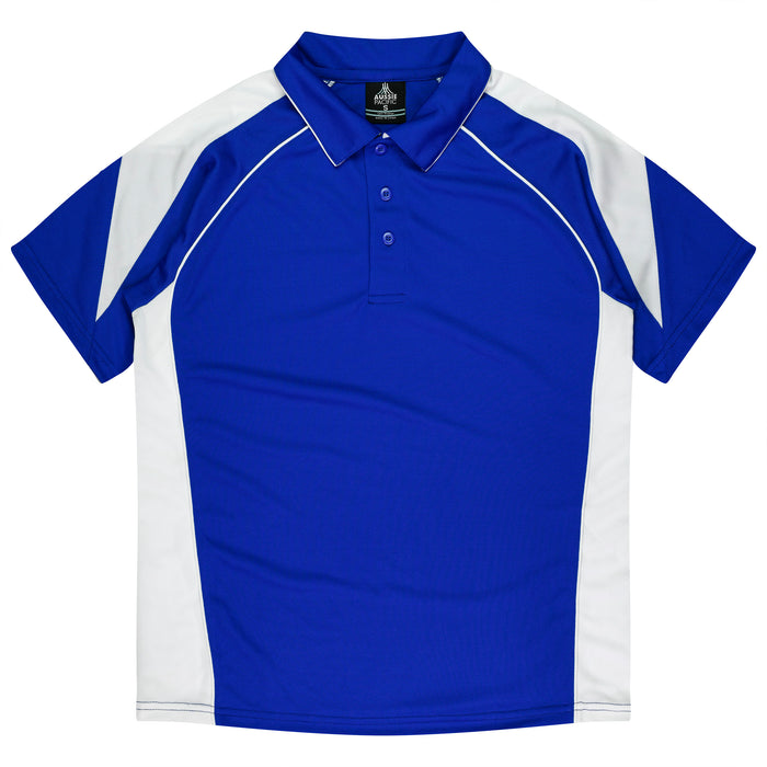 PREMIER MENS POLOS - ROYAL/WHITE