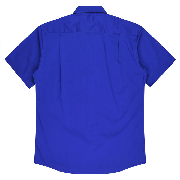 MOSMAN MENS SHIRT SHORT SLEEVE - ROYAL