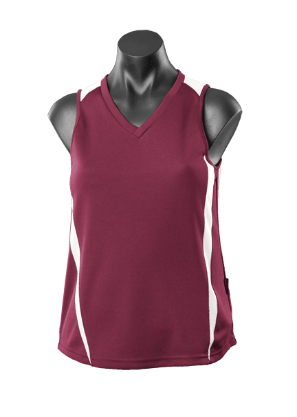 EUREKA LADY SINGLETS - MAROON/WHITE