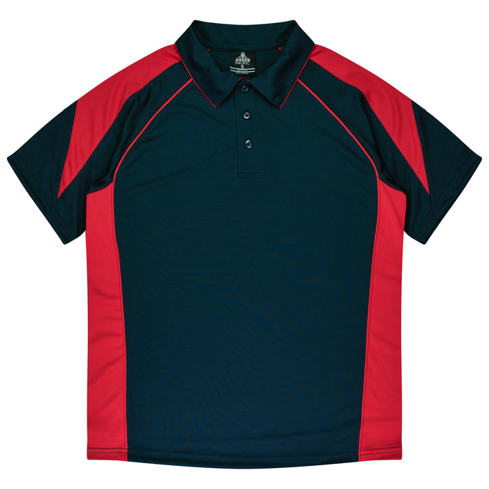 PREMIER MENS POLOS - NAVY/RED