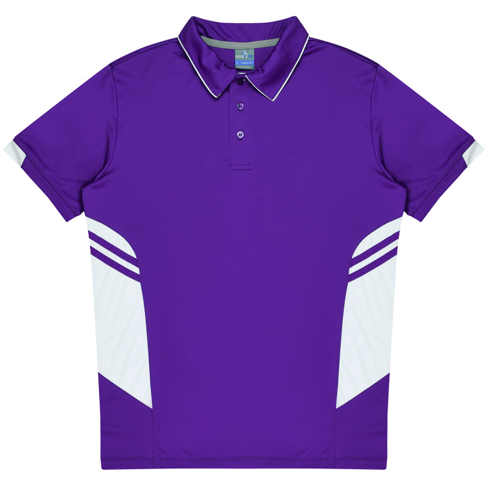 TASMAN MENS POLOS - PURPLE/WHITE