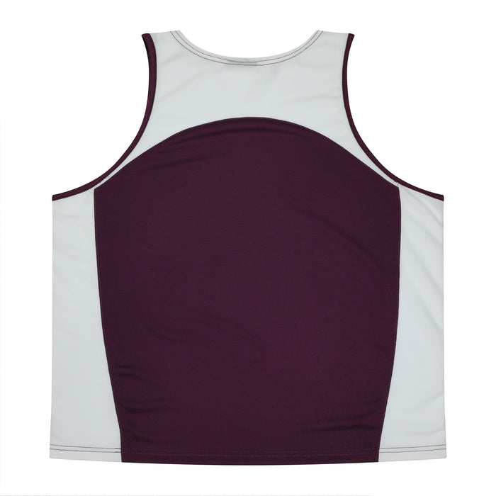 PREMIER MENS SINGLETS - BURGUNDY/WHITE