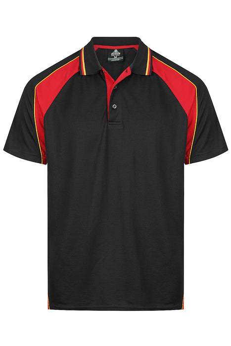 PANORAMA MENS POLOS - BLACK/RED/GOLD