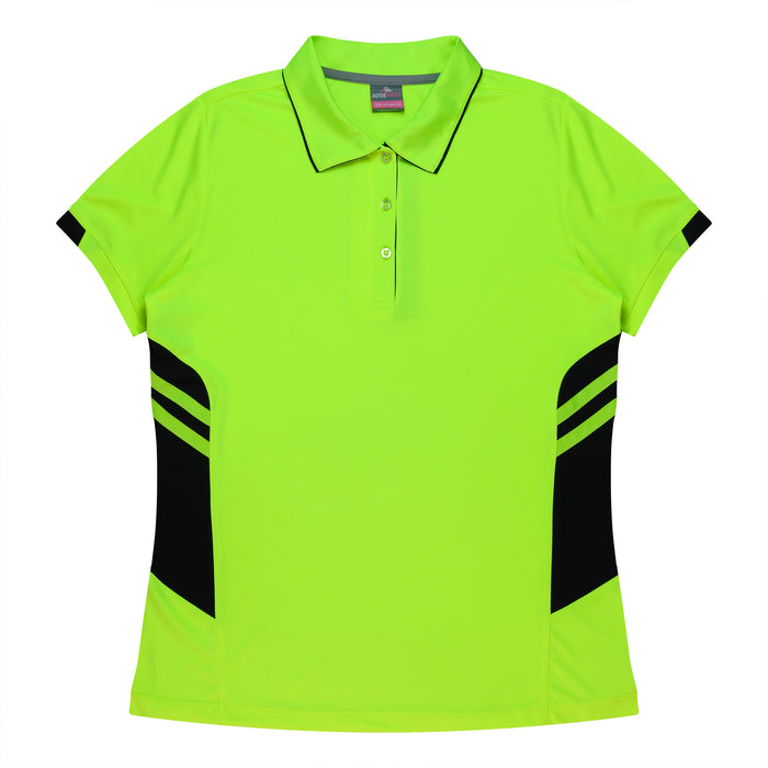 TASMAN LADY POLOS - NEON YELLOW/BLACK