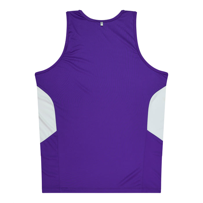 TASMAN KIDS SINGLETS - PURPLE/WHITE