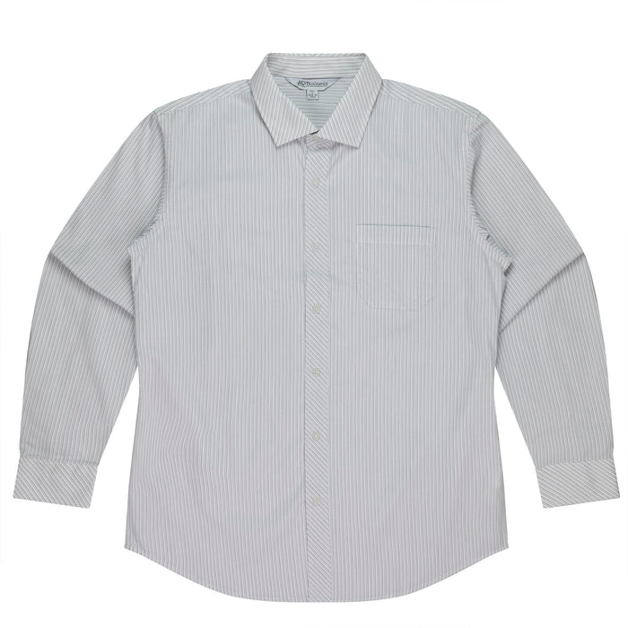 BAYVIEW MENS SHIRT LONG SLEEVE - WHITE/SILVER