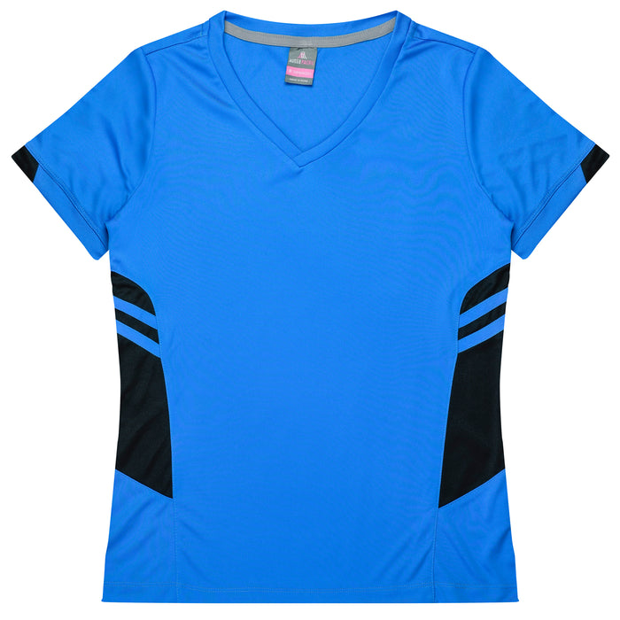 TASMAN LADY TEES - CYAN/BLACK