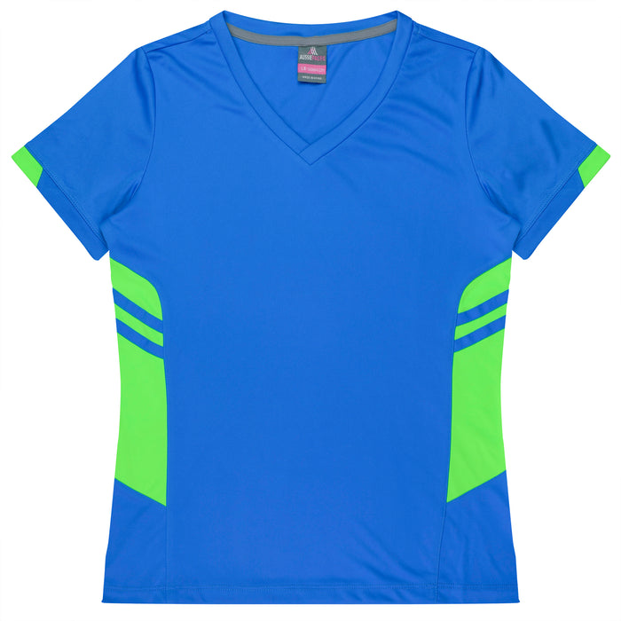 TASMAN LADY TEES - CYAN/NEON GREEN