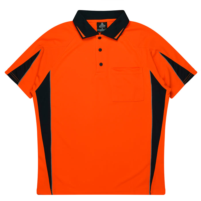 EUREKA MENS POLOS - ORANGE/NAVY