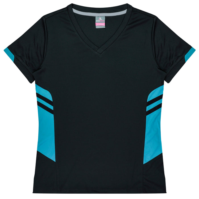 TASMAN LADY TEES - BLACK/TEAL