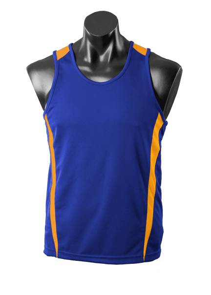 EUREKA MENS SINGLETS - ROYAL/GOLD