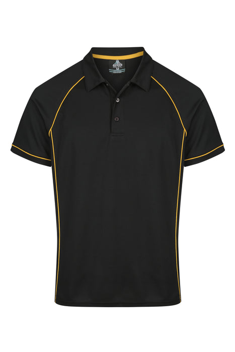 ENDEAVOUR MENS POLOS - BLACK/GOLD