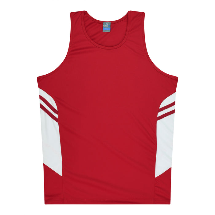 TASMAN KIDS SINGLETS - RED/WHITE