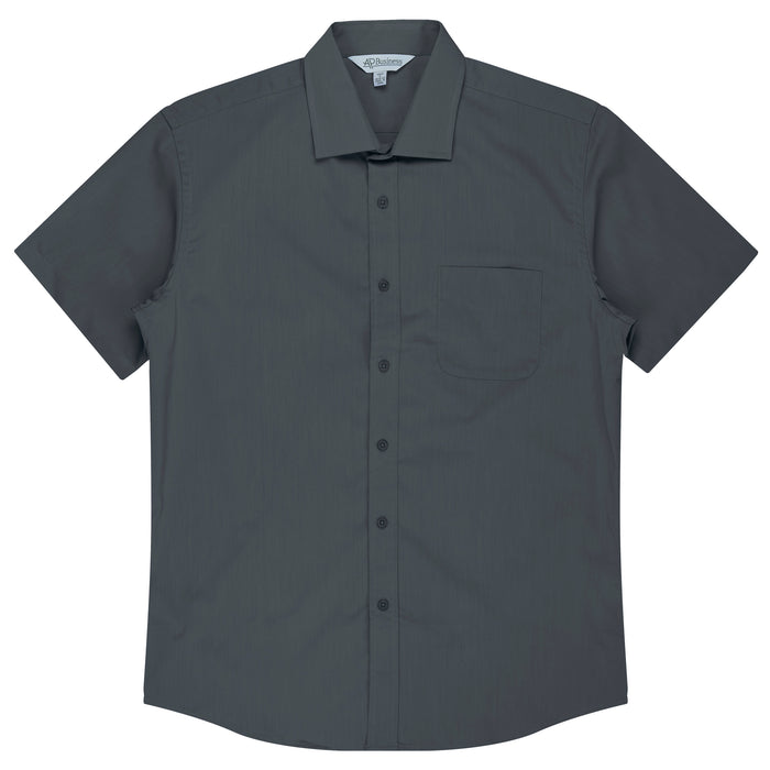 MOSMAN MENS SHIRT SHORT SLEEVE - SLATE