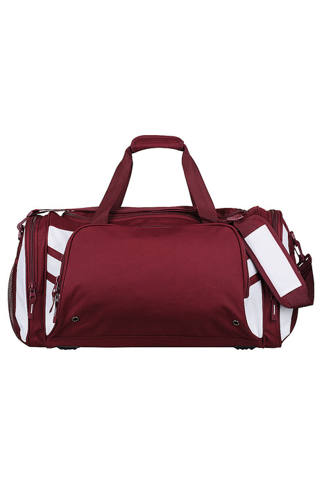 TASMAN SPORTSBAG - MAROON/WHITE