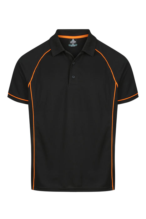 ENDEAVOUR MENS POLOS - BLACK/ORANGE