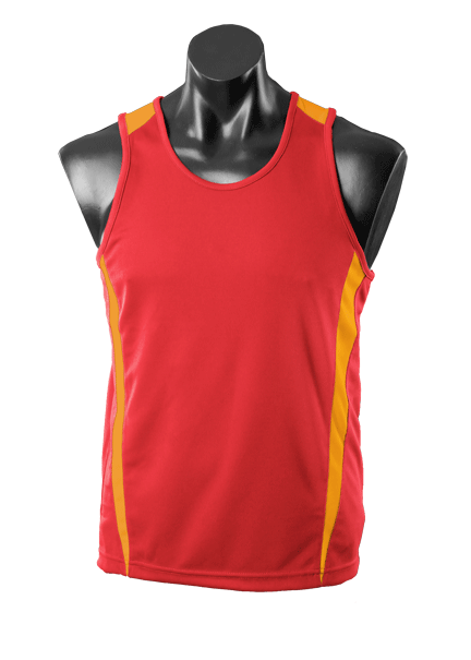 EUREKA MENS SINGLETS - RED/GOLD