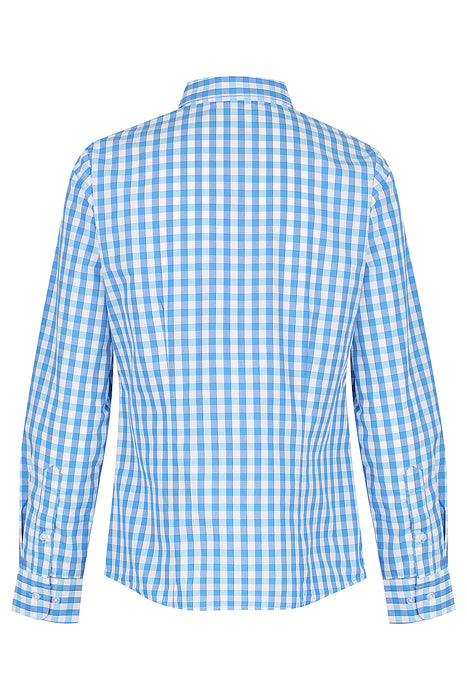 DEVONPORT LADY SHIRT LONG SLEEVE - MID BLUE/SKY