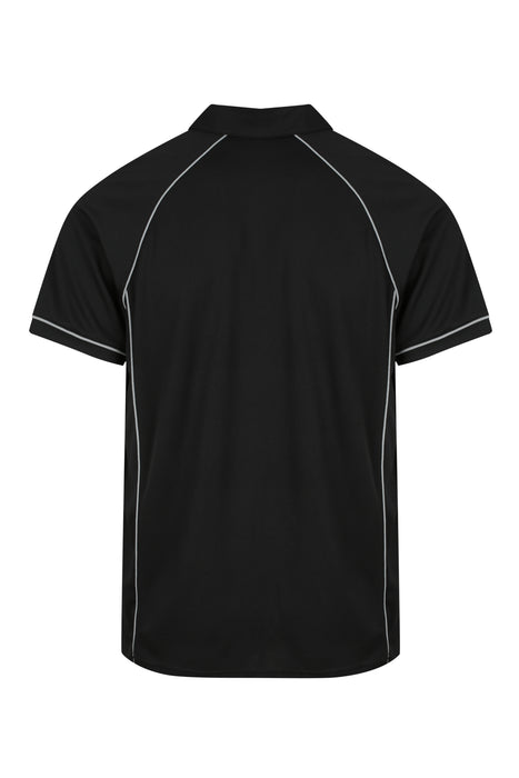 ENDEAVOUR MENS POLOS - BLACK/SILVER