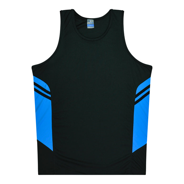 TASMAN KIDS SINGLETS - BLACK/CYAN