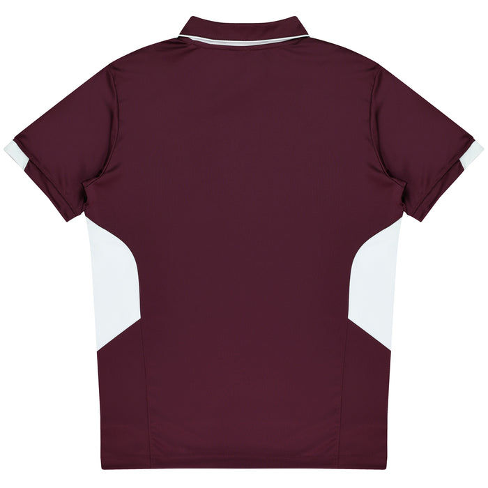 TASMAN MENS POLOS - MAROON/WHITE