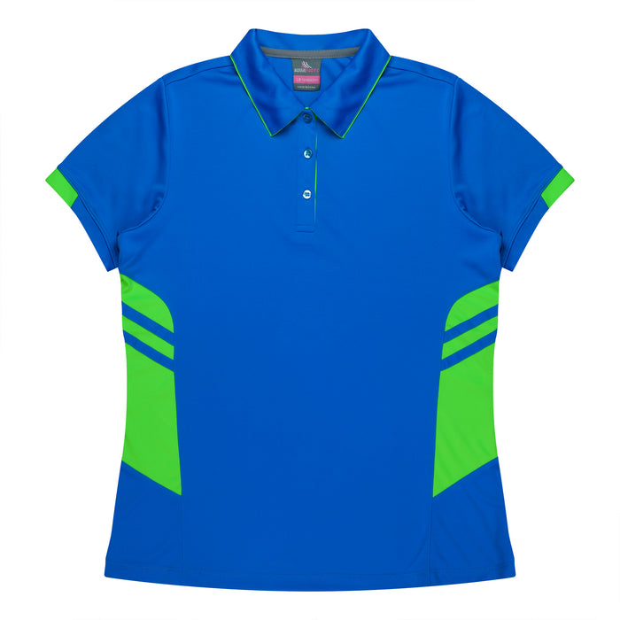 TASMAN LADY POLOS - CYAN/NEON GREEN