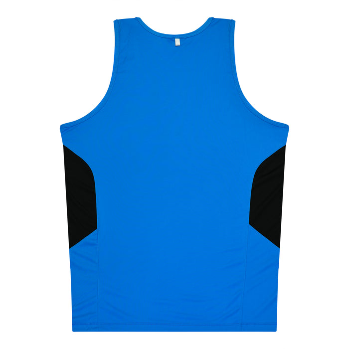 TASMAN MENS SINGLETS - CYAN/BLACK