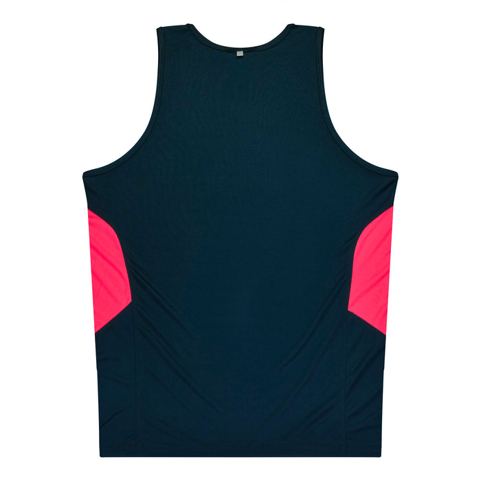 TASMAN KIDS SINGLETS - NAVY/NEON PINK