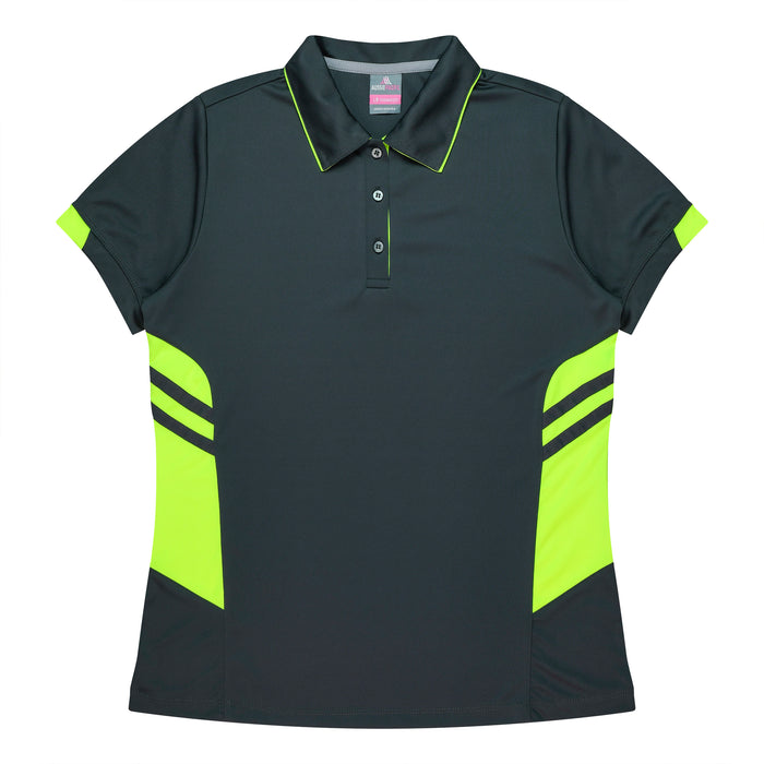 TASMAN LADY POLOS - SLATE/NEON YELLOW