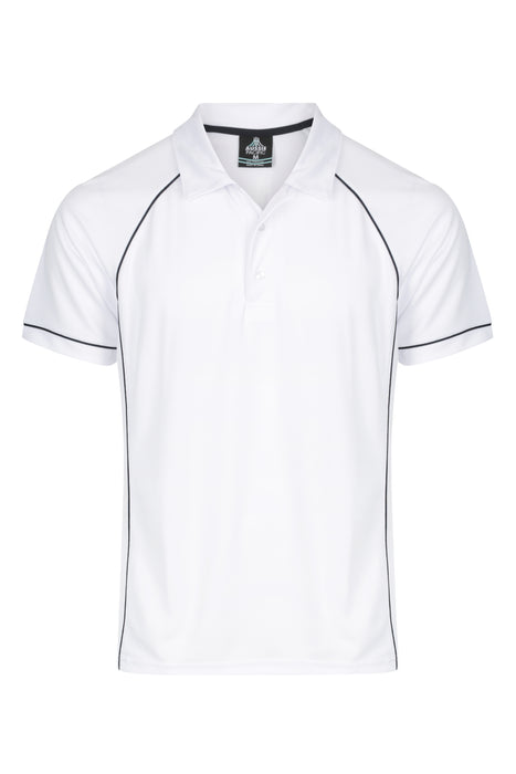 ENDEAVOUR MENS POLOS - WHITE/NAVY