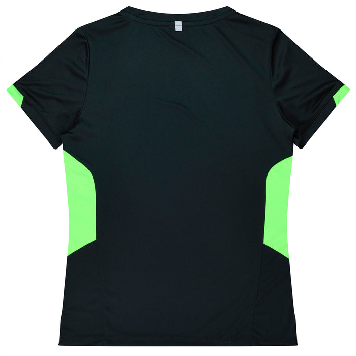 TASMAN LADY TEES - BLACK/NEON GREEN