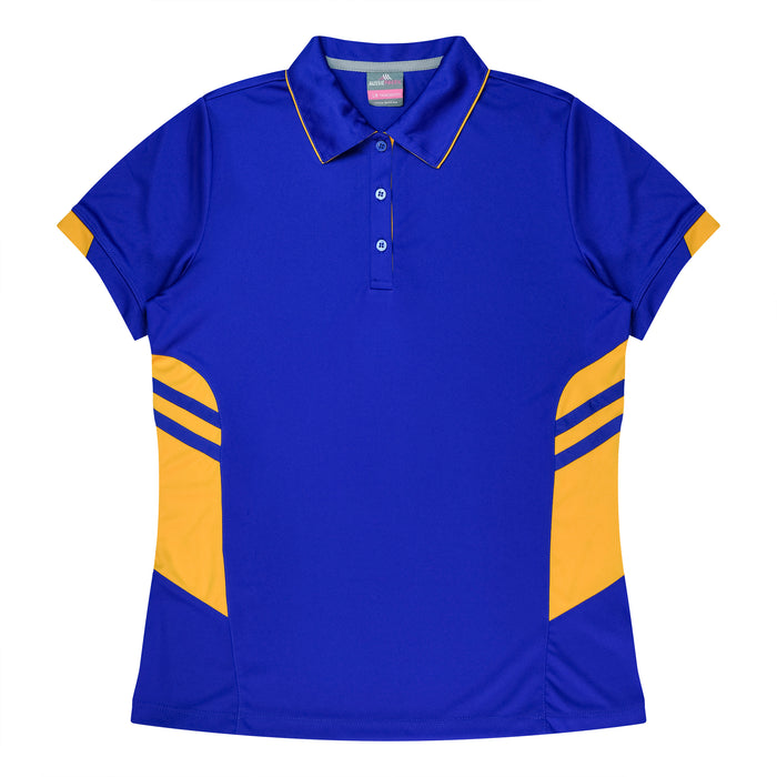 TASMAN LADY POLOS - ROYAL/GOLD