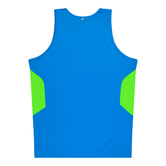 TASMAN KIDS SINGLETS - CYAN/NEON GREEN