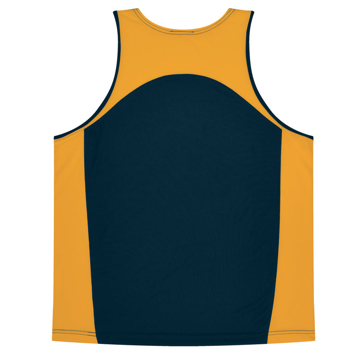 PREMIER MENS SINGLETS - NAVY/GOLD