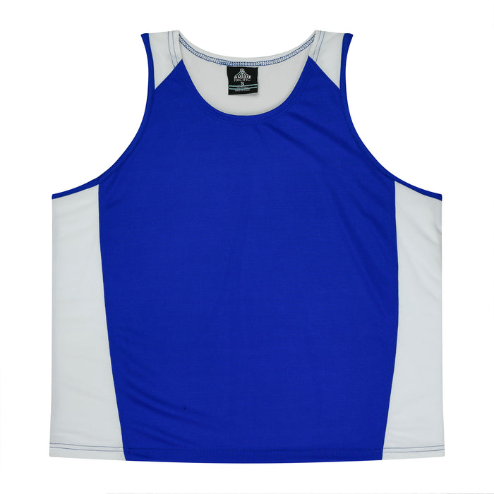 PREMIER MENS SINGLETS - ROYAL/WHITE